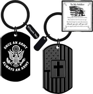 lot 68062 image: Medium Army Keychain Veterans Day Gifts with Thank You Card, Meaningful US Army Gifts for Veterans Day, Proud Retirement Military Gift Keepsake for Soldier Veteran, Thank You Military Patriotic Gift