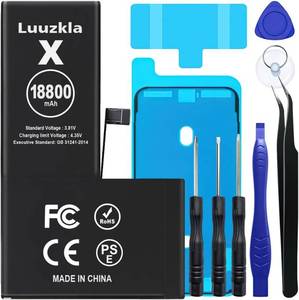 lot 68072 image: 18800mAh (2025 New Upgrade) Battery Compatible with iPhone X, Super Capacity Battery Replacement Compatible with iPhone X, with Full Tool Kits-0 Cycle High Capacity-24 Months Service