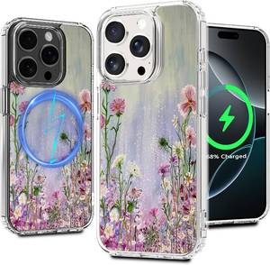 lot 68073 image: Magnetic Clear Case for iPhone 16 Pro, Floral Printing Pattern Design for Women Girls Shockproof Flower Protective Bumper Non-Yellow MagSafe Case, 6.3 (Pic 13)