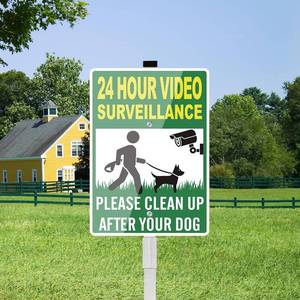 lot 68074 image: 8 x 12 inches Please Clean Up After Your Dog Sign, 8 x 28 Pick Up After Your Dog Sign, Aluminum No Poop Signs for Lawn, No Pooping Signs for Yard, Reflective and Weather Resistant (24 Hours Video Su