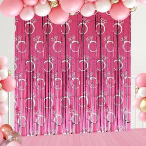 lot 68106 image: Bachelorette Party Backdrops Decor, 4 Pcs Diamond Ring Foil Fringe Curtains Rose Gold Tinsel Streamers for Bride-to-Be, Engagement, Wedding Shower, Bridal Shower Party Decorations