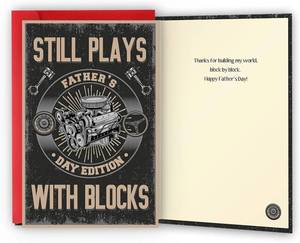 lot 68123 image: 8 x 5.3 inches Fathers Day Card,Fathers Day for Dad Car Lover,Mechanics Style Fathers Day Cards Gift,Still Plays With Blocks,Fathers Day Idea for Men