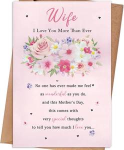 lot 68126 image: 8�5.3 inches Mothers Day Card for Wife, Mothers Day Gifts from Husband