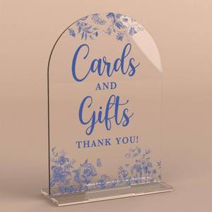 lot 68151 image: 5x7 inch Acrylic Wedding Signs, Dusty Blue Wedding Decor, Blue Weddings Decor, Cards and Gifts Signs for Reception, Modern Calligraphy Arch Acrylic Table Top Sign for Weddings Parties Dinners (Clear)