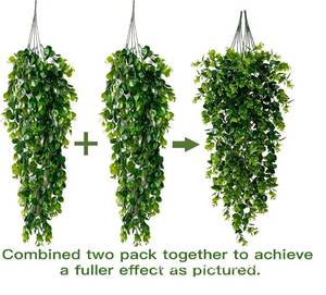 NEW 2 Pack Artificial Hanging Eucalyptus Plants 30 Inch Faux Greenery Vines COLOR SUNSET