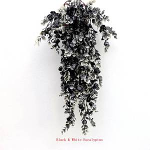 lot 59839 image: NEW 2 Pack Artificial Hanging Eucalyptus Plants 30 Inch Faux Greenery Vines COLOR BLACK AND WHITE