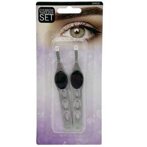 lot 41 image: NEW 2 Pack Beauty Eyebrow Tweezers Textured Grip Precision Hair Removal