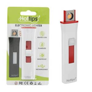 lot 97 image: NEW SINGLE WHITE RED Hot Tips Rechargeable Electric Heated Coil Lighter Windproof Flameless USB