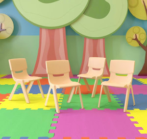 lot 146 image: Flash Furniture 4 Pack Natural Plastic Stackable School Chair with 12 Seat Height - Retail $96