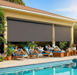 lot 149 image: 10W x 8H Integrated Outdoor Roller Shade for Sun & Privacy Protection - Retail $259