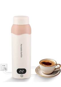 lot 172 image: Travel Electric Kettle Small 304 Stainless Steel Portable Kettle with Automatic Shut Off & 6 Temperature Control for CoffeeTeaMilk, 450mL Mini Hot Water Boiler - Retail $0