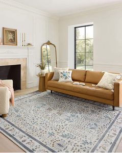lot 179 image: Loloi Rifle Paper Co Maison Wisteria Cream 8-4 x 11-6 Area RugMAO-05 Printed Approx. 8x12 Beige Living room Dining room Bedroom, Whimsical, Area Rug - Retail $399
