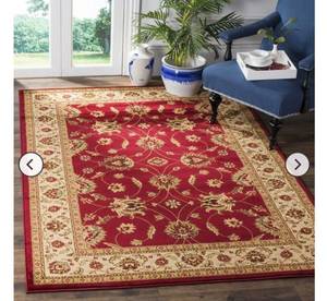 lot 183 image: SAFAVIEH Lyndhurst Pearl Traditional Bordered Area Rug  RedIvory  5 3  x 7 6 - Retail $119