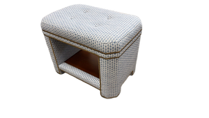 lot 189 image: Mr. & Mrs. Howard Clinton Custom Upholstered Ottoman with Nailhead Trim - Retail $1,862