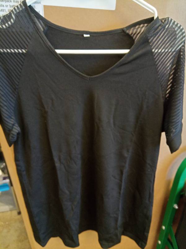 lot 2016 image: Jouica Womens Round Neck Knot Cuff Chiffon Blouse Short Sleeve Loose Top Shirts,Black,Medium Retail $18