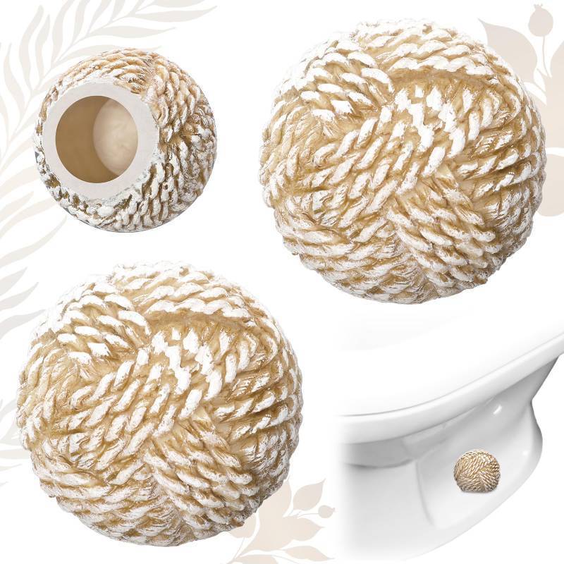 lot 2033 image: Wonderjune 2 Pack Toilet Bolt Covers Decorative Boho Knots Toilet Bolt Screw Cover Caps Ceramic Cute Bathroom Decor Fun Themed Gadgets Replacement Parts - Retail $19