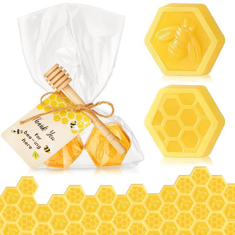 lot 2034 image: Otuuz 12 Set Baby Shower Favors Bee Party Favors Honeycomb Soaps with Honeycomb Stick Honey Soap Gift for Guest Gender Reveal Party Decorations Baby Shower Game Prizes - Retail $29