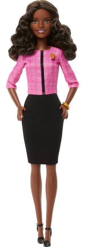 lot 2044 image: Barbie Careers Doll & Accessories, Future Leader with Dark Brown Hair Wearing Outfit with 2 Golden Bracelets & ��B�� Pin, Includes Sticker for Kids - Retail $11