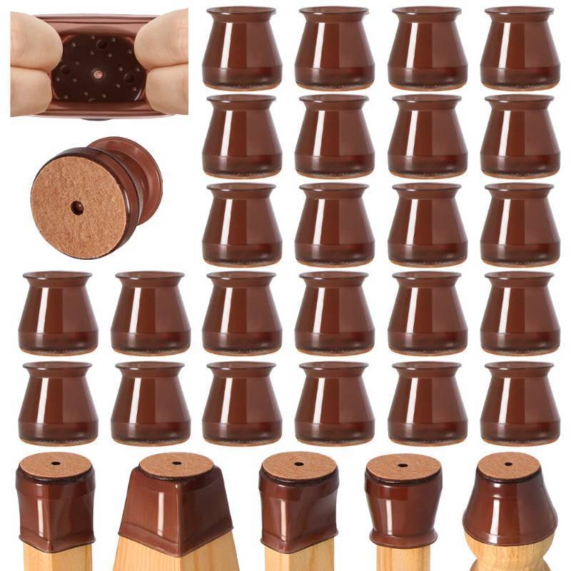 lot 2047 image: 24 Pcs Chair Leg Floor Protectors for Hardwood Floors Silicone Covers to Protect Wood Tile Floors Felt Bottom Furniture Leg Caps Non Slip Reduce Noise (Fit0.9-1.29) - Retail $20