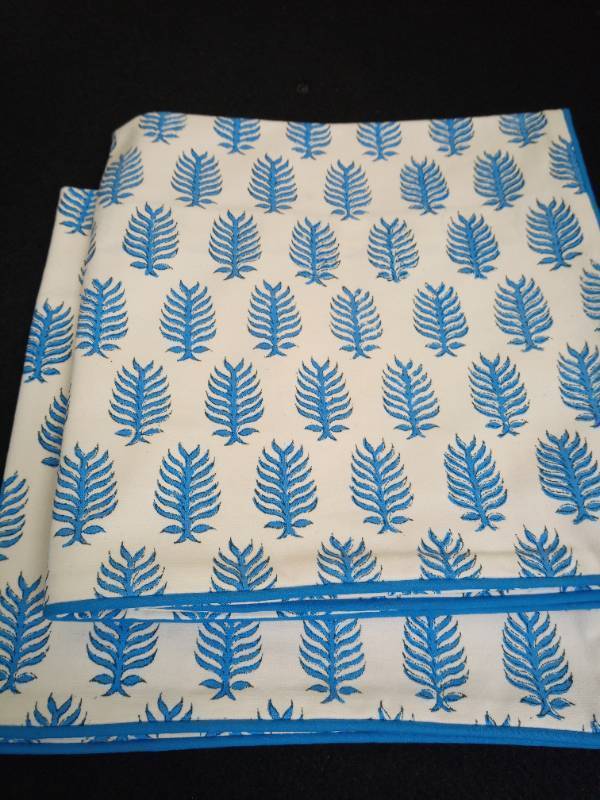 lot 2073 image: Ridhi Block Print Cotton Throw Pillow Covers for Decorative Couch Pillows for Living Room, Chic Boho Cute Outdoor Valentine Pillows Covers Gifts Blue Leaf 20x20 Inches Retail $50