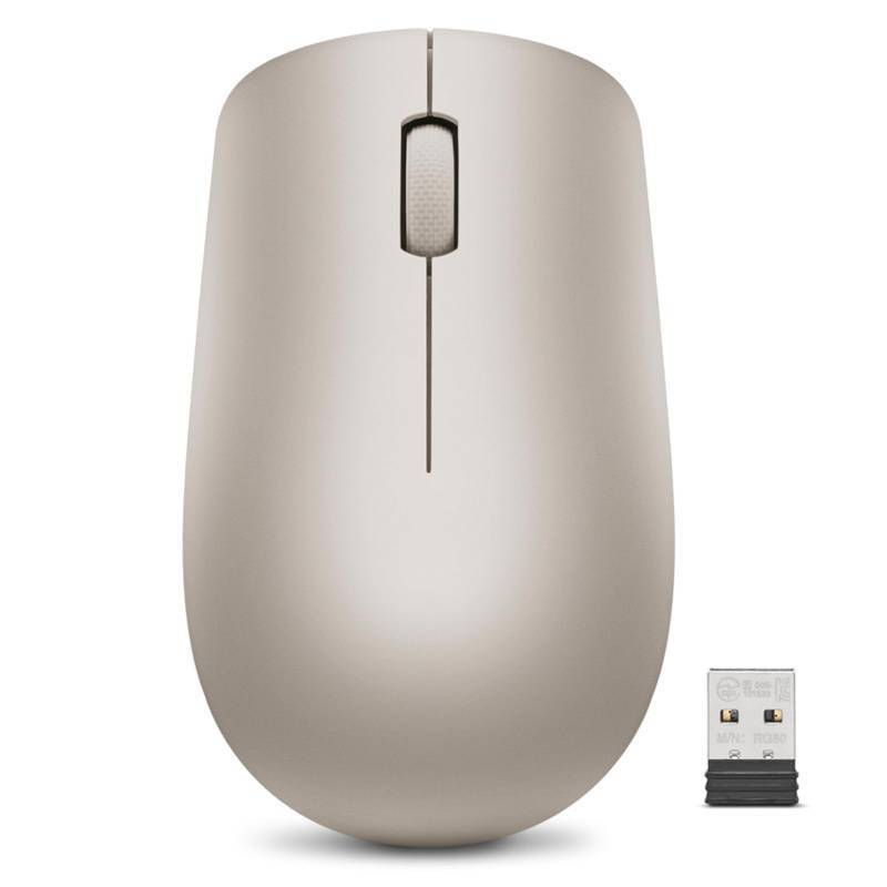 lot 2095 image: Lenovo 530 Wireless Mouse with Battery, 2.4GHz Nano USB, 1200 DPI Optical Sensor, Ergonomic for Left or Right Hand, Lightweight, GY50Z18988, Almond - Retail $18
