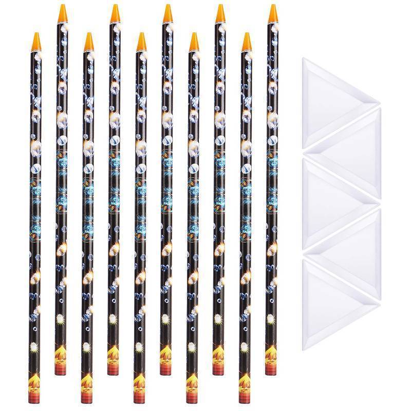 lot 2093 image: Blulu 10 Pcs Wax Pencil for Rhinestone Nail Point Drill Wax Pen Diamond Art Dotting Pen Self Adhesive Resin Picker Pencil Gem Picker Tool with 5 Pcs Triangular Bead Sorting Plate for Nail DIY Decor Retail $11.24