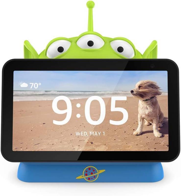 lot 2097 image: OtterBox Pixar Den Series Toy Stand for Amazon Echo Show 5 (1st & 2nd gen - Only) - Alien (GreenBlue) Retail $11.99