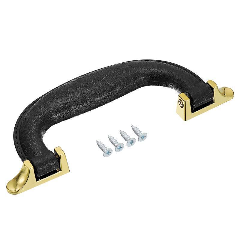 lot 2096 image: uxcell Luggage Handles, 85mm3.35 Hole Distance PU Leather Pull Handle Suitcase Case Replacement Handles with Screws for Case Suitcase Toolbox, Black - Retail $9