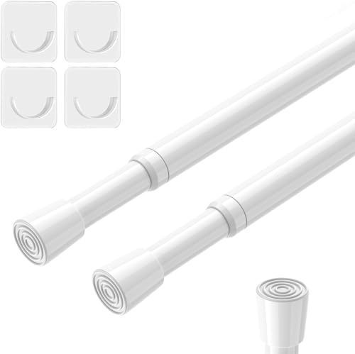 lot 2088 image: AIZESI 2pcs Spring Tension Rods Adjustable 26 to 39 inch Small Tension Curtain Rod No Drilling Expandable Spring Loaded Curtain Rod,Suitable for Doors and Windows 28 to 36 inch, White Retail $13.99