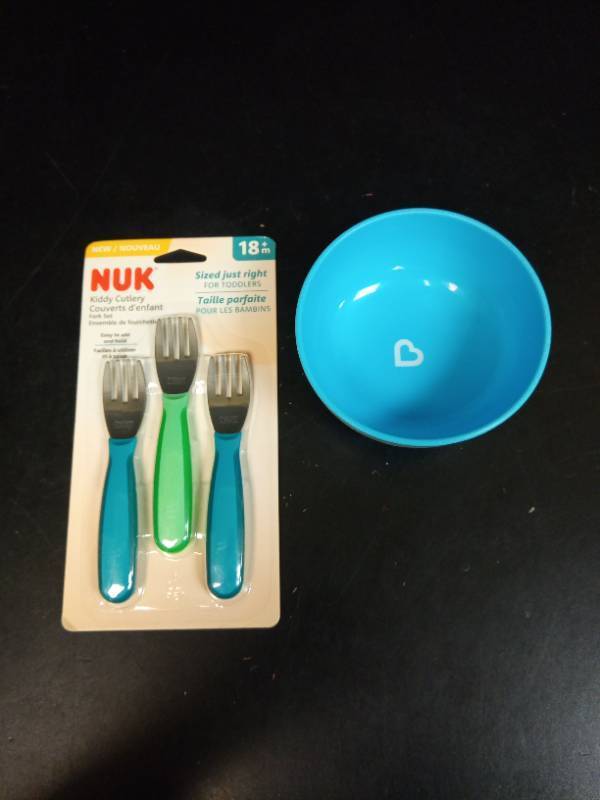 lot 2119 image: NUK Kiddy Cutlery Fork Set 18m with Bowl - Retail $18