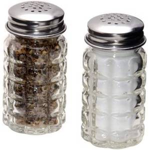 lot 2049 image: Retro Style Salt and Pepper Shakers with Stainless Tops (2) - Retail $10