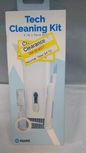 lot 2074 image: Tech Cleaning Kit 5 in 1 with Brush Microfiber Cloth Spray Bottle Pick and Swab - Retail $14