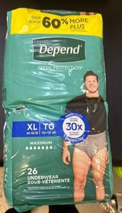 lot 70245 image: Adult Incontinence Underwear for Men, Maximum Absorbency, XL, Grey, 26 Count - Retail $35
