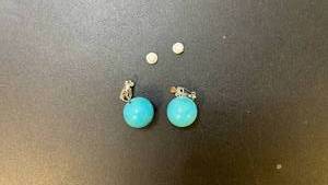 lot 70274 image: Two Turquoise Round Sphere Pendants - Retail $5
