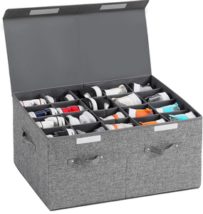 lot 70284 image: Fabric Storage Box with Dividers Gray - Retail $35
