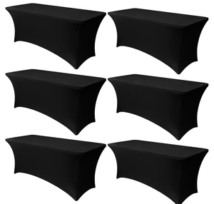 lot 70285 image: Black Stretch Table Covers 6-Pack - Retail $40