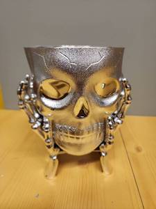 lot 71086 image: Skull Head Decorative Candy Bowls Pair or 2 Chrome  - Retail $12