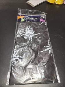lot 71100 image: Tablecloth Black with White Sea Creatures Design 52 x 72inches (4Pk) - Retail $8