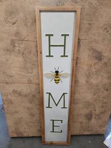 lot 71114 image: HOME Framed Wall Art with Bee Illustration - Retail $15