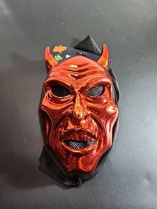 lot 71118 image: Red Devil Horned Mask with Mesh Eyes and Mouth - Retail $8