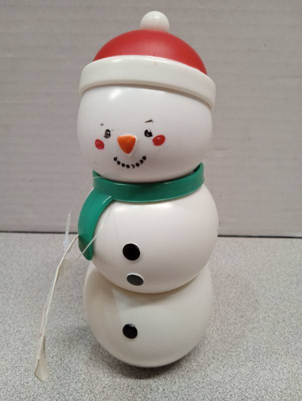 lot 6811 image: Snowman Holiday Decoration with Red Hat and Green Scarf