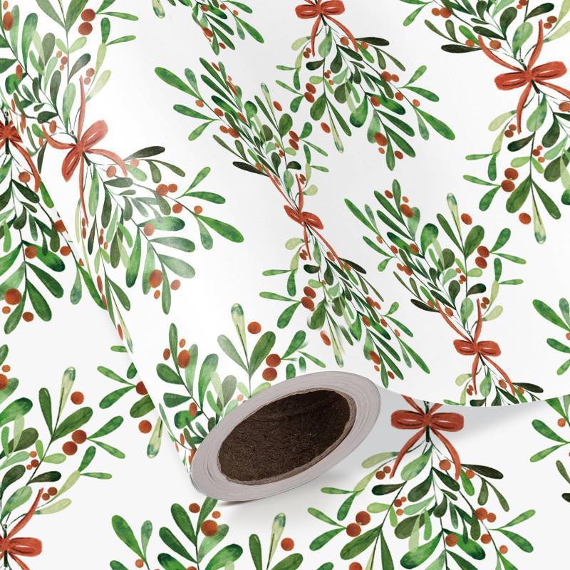 lot 5363 image: WRAPAHOLIC Holly Christmas Wrapping Paper - Mini Roll - 17 Inch x 16.5 Feet - Christmas Seasonal Holly Wrapping Paper for Xmas Holiday, Party Celebration 2 rolls