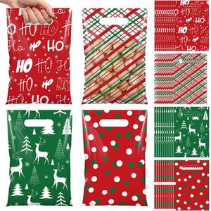 lot 9232 image: Thyle 100 Christmas Plastic Goodie Bags with Handle Gift,Candy