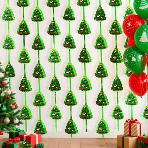 lot 9250 image: Bupelo Christmas Party Decorations, 2 Pack Green Christmas Tree Pattern Foil Fringe Curtains 3.3 X 6.6 ft Tinsel Streamers Photo Booth Props Backdrop for Ugly Sweater Party Decor Supplies