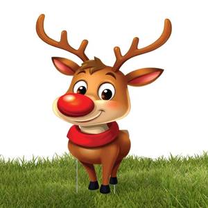 lot 10860 image: Christmas Reindeer Classic Yard Sign for Home Decor and Lawn Decoration With Stakes, Green Merry Christmas Sign Tree