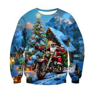 lot 10869 image: UNICOMIDEA Women Men Ugly Christmas Sweater Novelty 3D Graphic Long Sleeve Unisex Xmas Sweatshirt Size S-XXL Blue
