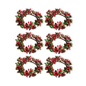 lot 10871 image: Amosfun 6Pcs Christmas Candle Ring Artificial Berry Tea Light Ring Small Wreaths Candle Holder Napkin Rings for Pillar Christmas Holiday Table Decorations Centerpiece