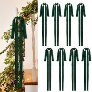 lot 10878 image: LuckyEra Velvet Christmas Bows 23.6x11.8 Inch Large Rustic Wreath Bows Christmas Tree Door Staircase Bow Ribbon Decor Indoor Outdoor Christmas Decoration (Green-8pcs)