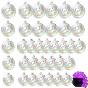 lot 10911 image: 30PCS Iridescent Clear Ornament Balls, 4 Sizes, Halloween Christmas Decor