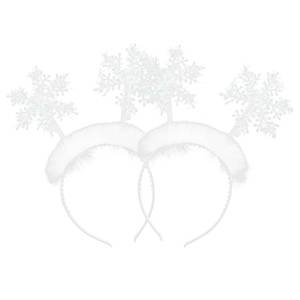 lot 10922 image: Lurrose 2pcs Christmas Feather Snowflake Headbands Merry Christmas Hairbands Head Boppers Headdress Costume Props for Women Girls Children